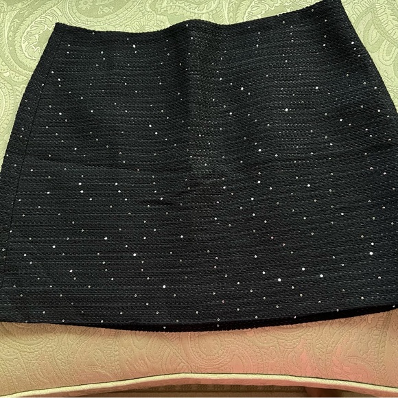 NWT J. Crew Black Tweed Sequin Mini Skirt Size 14